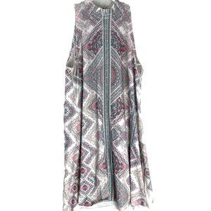 Blu Pepper Boho Aztec Minidress Sleeveless Geometric  Swing High  Neckline, S